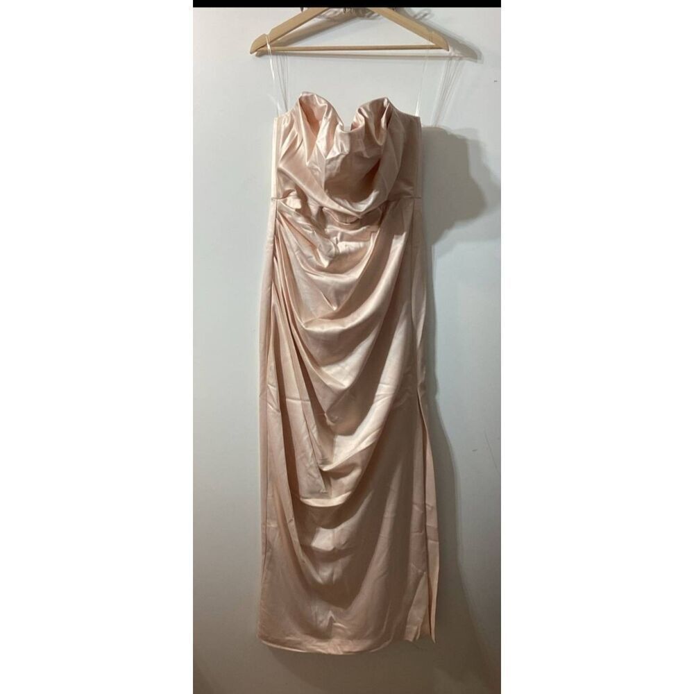 House Of‎ CB Adrienne Blush strapless satin Gown Size L - Picture 14 of 17